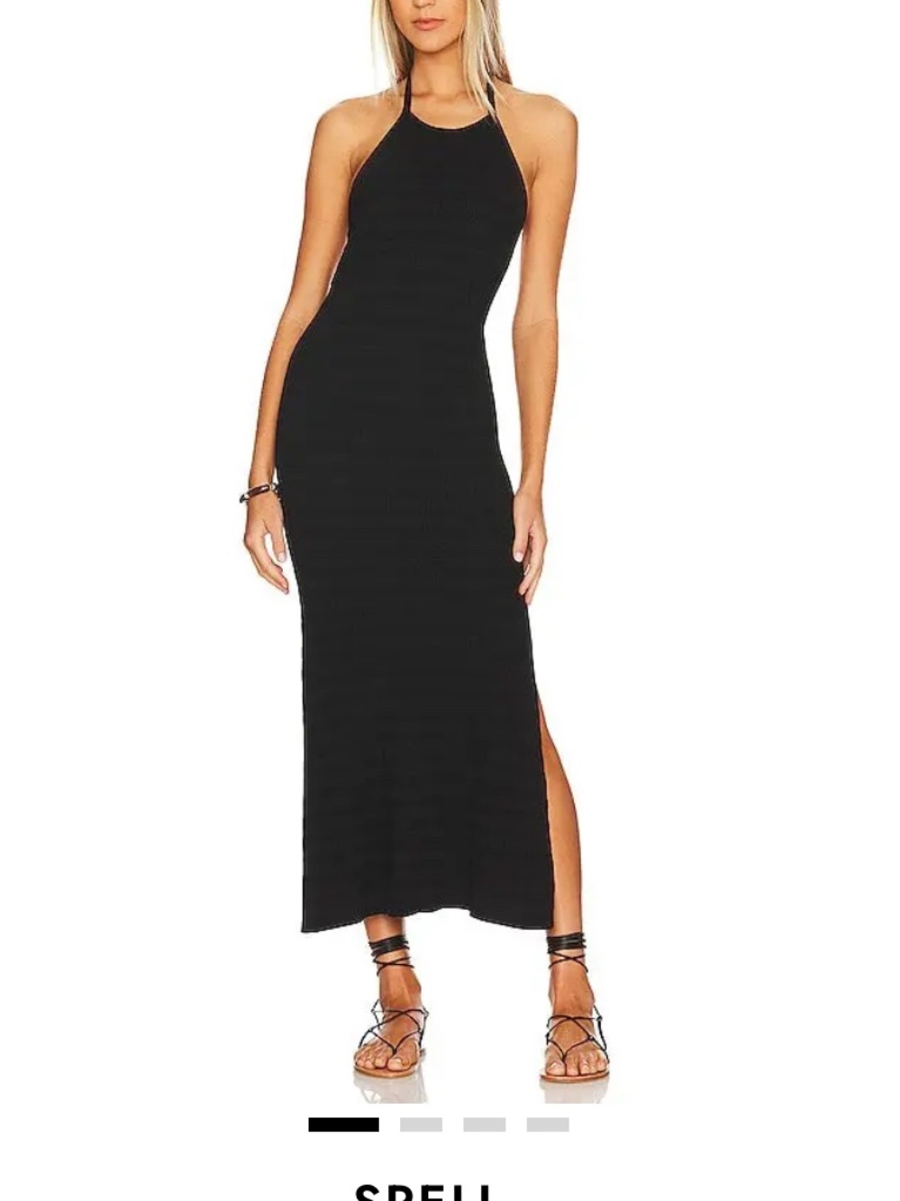 Spell Black Halter Maxi Dress with Side Slit